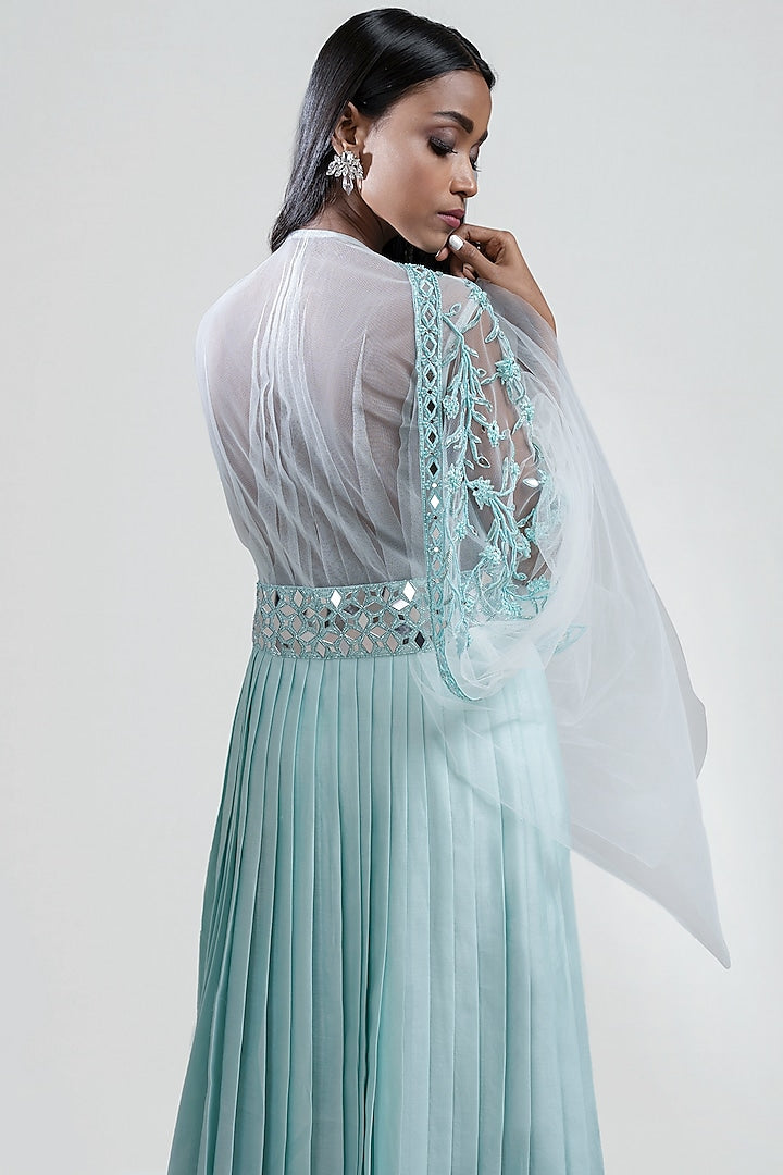 Ice Blue Embroidered Gown