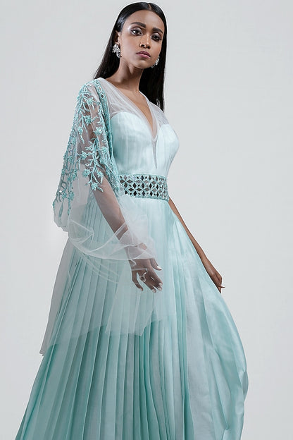 Ice Blue Embroidered Gown